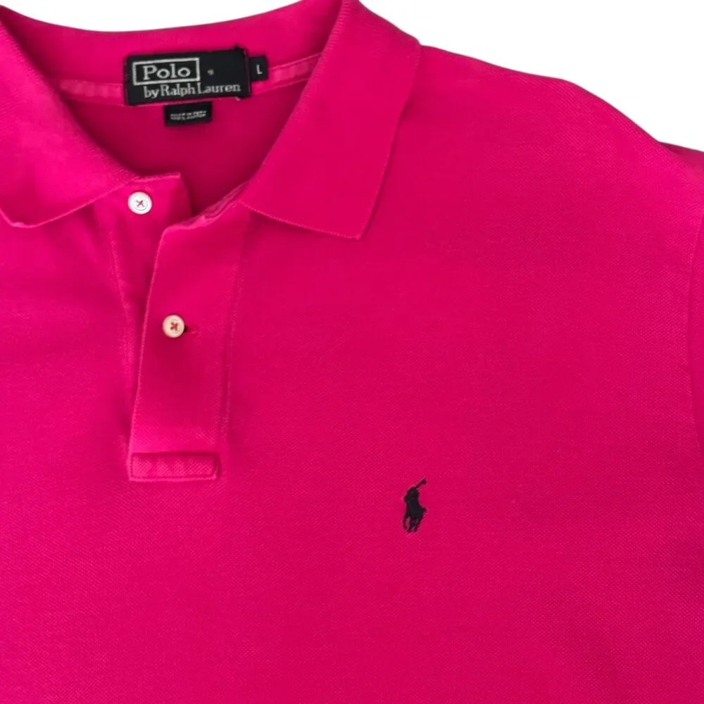 Polo Ralph Lauren Classic-Fit Short-Sleeve Polo Golf Shirt in Hot Pink Mens Sz L